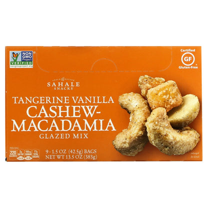 Sahale Snacks, Glazed Mix, Tangerine Vanilla Cashew-Macadamia, 9 Packs, 1.5 oz (42.5 g) Each