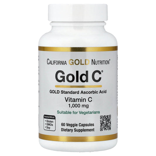 California Gold Nutrition, Gold C®, USP Grade Vitamin C, 1,000 mg, 60 Veggie Capsules