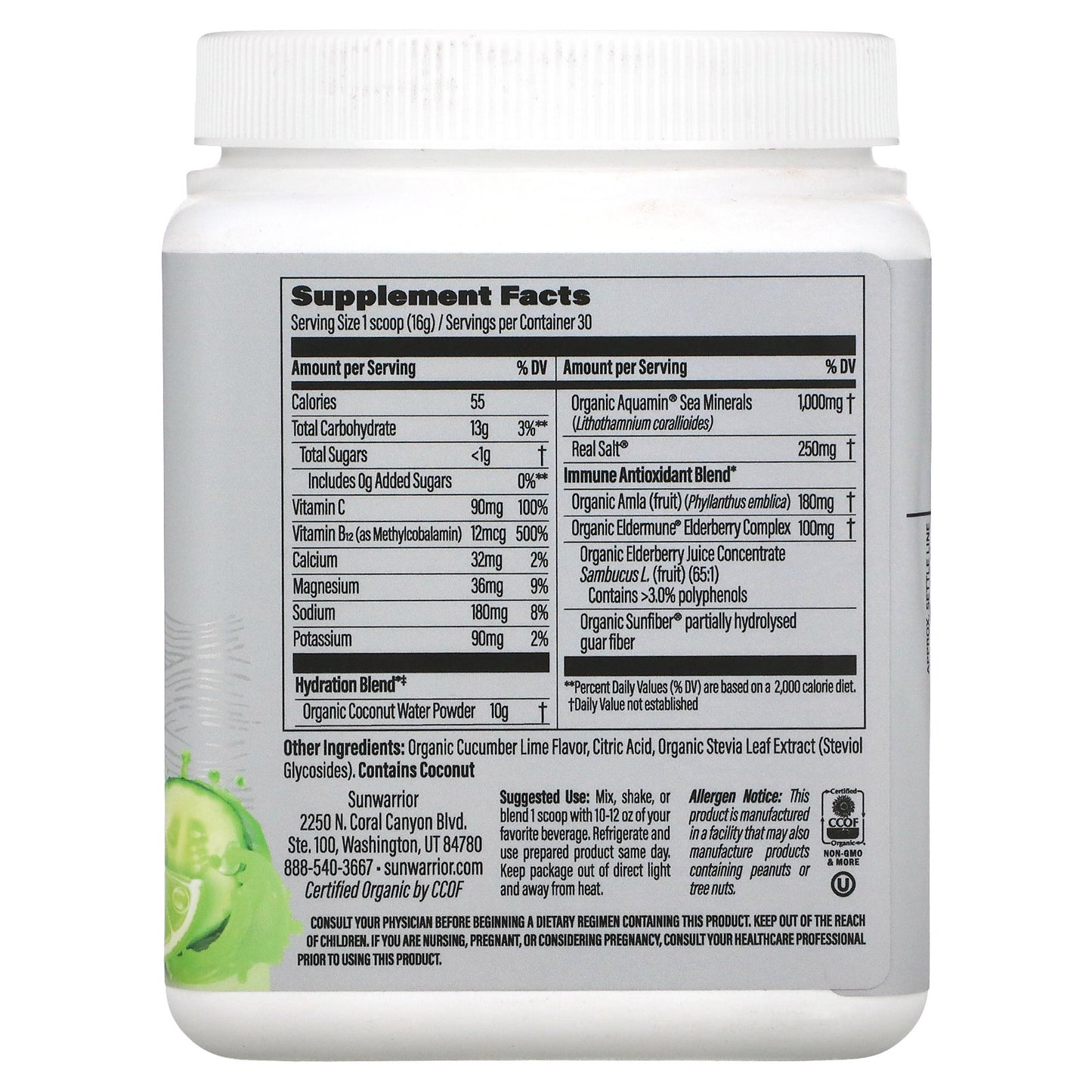 Sunwarrior, Sport, Active Hydration, Cucumber Lime Time, 1.05 lb (480 g)