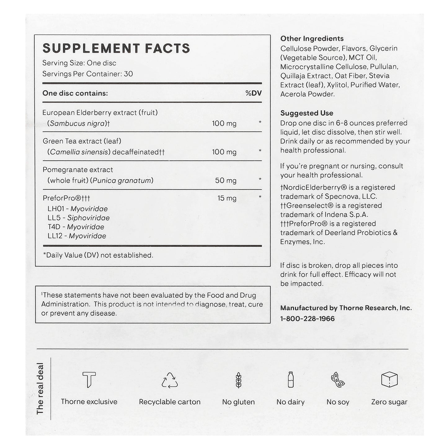 Thorne, Prebiotic +, Pomegranate Berry, 30 Nutrient Discs