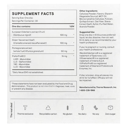 Thorne, Prebiotic +, Pomegranate Berry, 30 Nutrient Discs