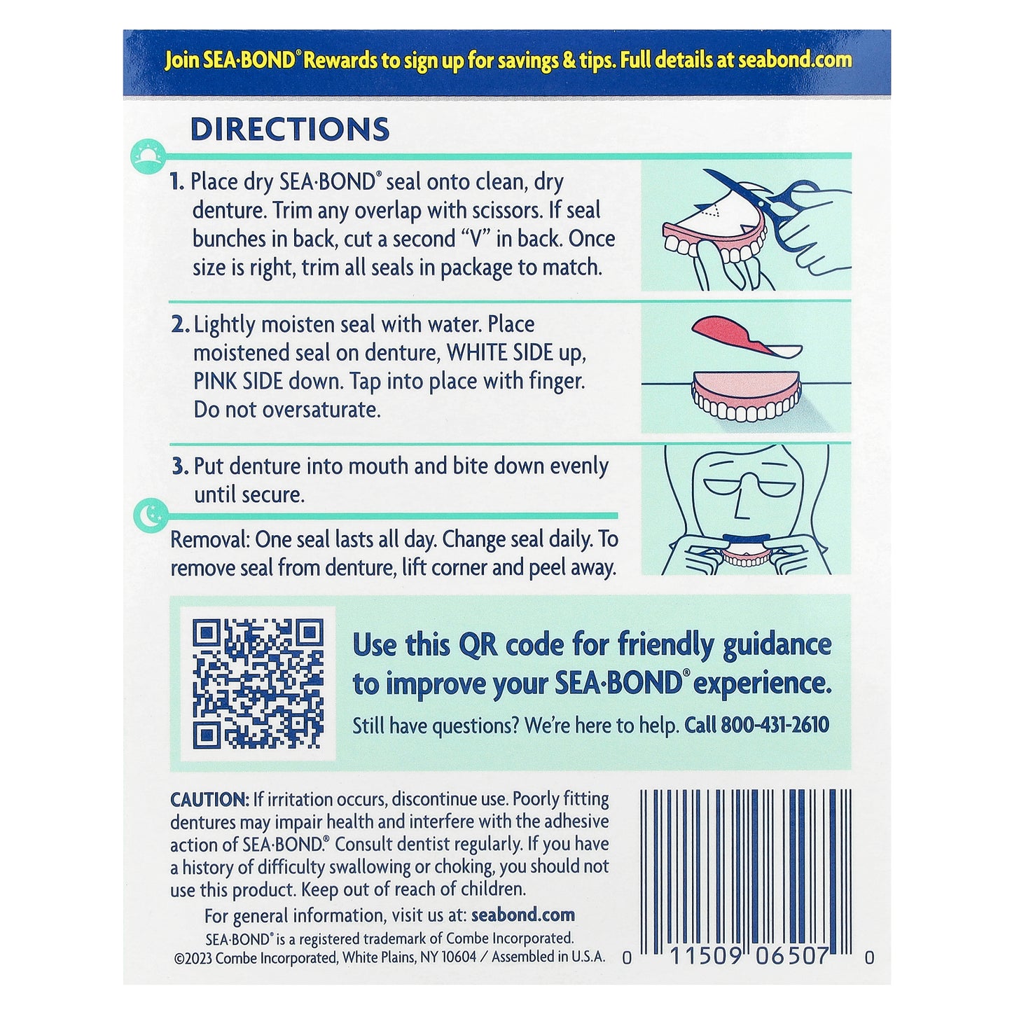 SeaBond, Denture Adhesive Seals, Fresh Mint, 30 Uppers