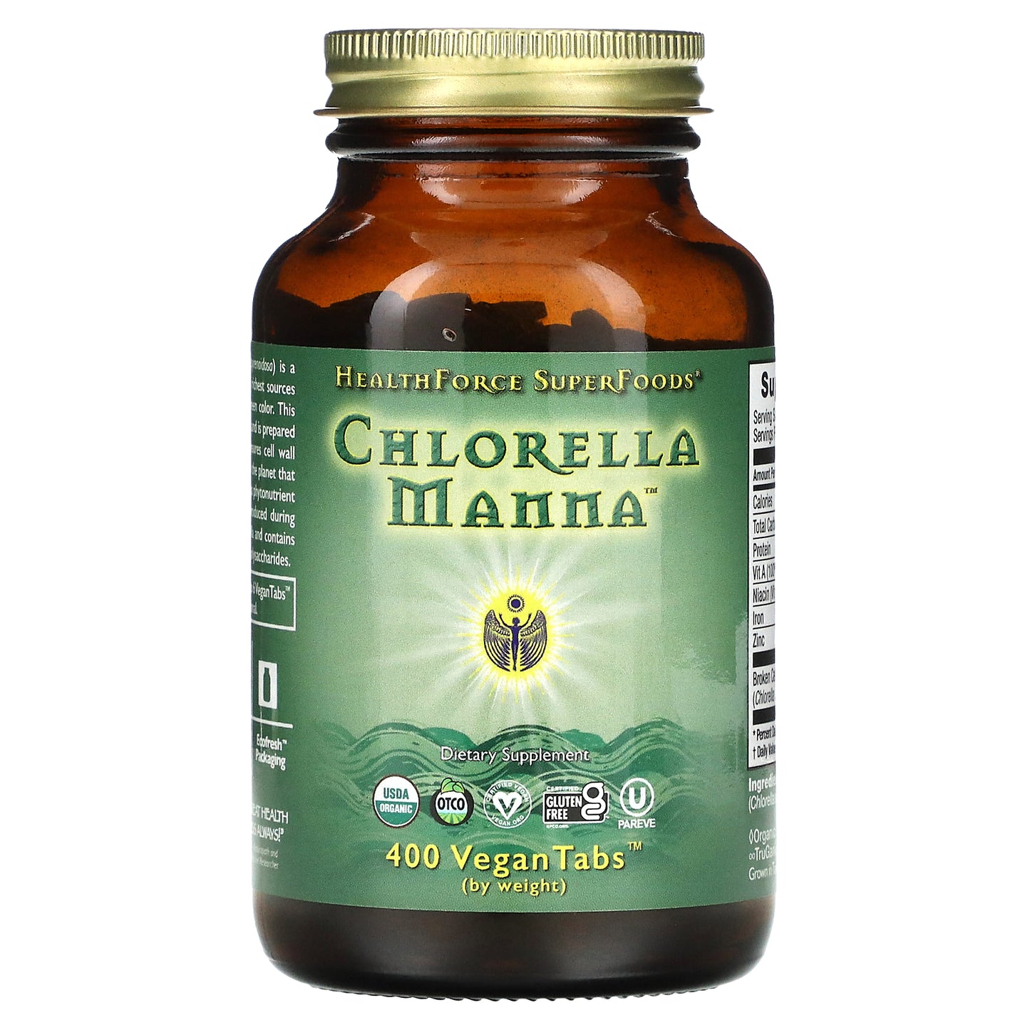 HealthForce Superfoods, Chlorella Manna™, 1,500 mg, 400 VeganTabs (250 mg per Tablet)