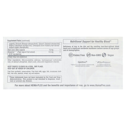 NaturesPlus, Hema-Plex, Iron with Essential Nutrients for Healthy Red Blood Cells , 60 Slow-Release Tablets
