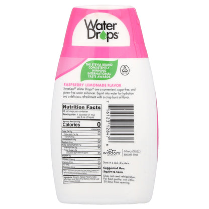 SweetLeaf Stevia, Water Drops®, Delicious Stevia Water Enhancer, Raspberry Lemonade, 1.62 fl oz (48 ml)
