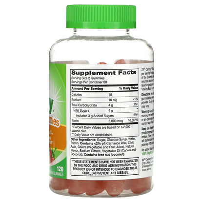 21st Century, VitaJoy Biotin Gummies, Strawberry Flavor, 5,000 mcg, 120 Vegetarian Gummies (2,500 mcg per Gummy)