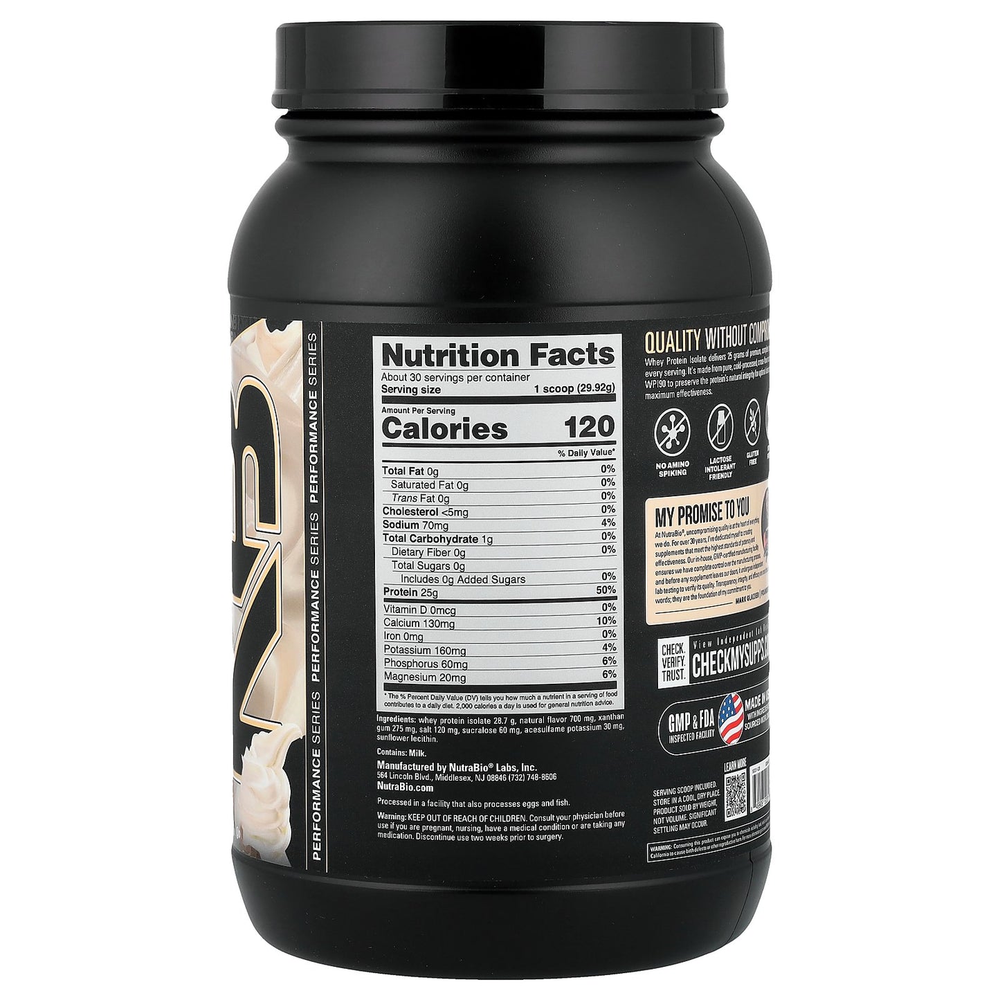 NutraBio, Whey Protein Isolate, Creamy Vanilla, 2 lb (907 g)