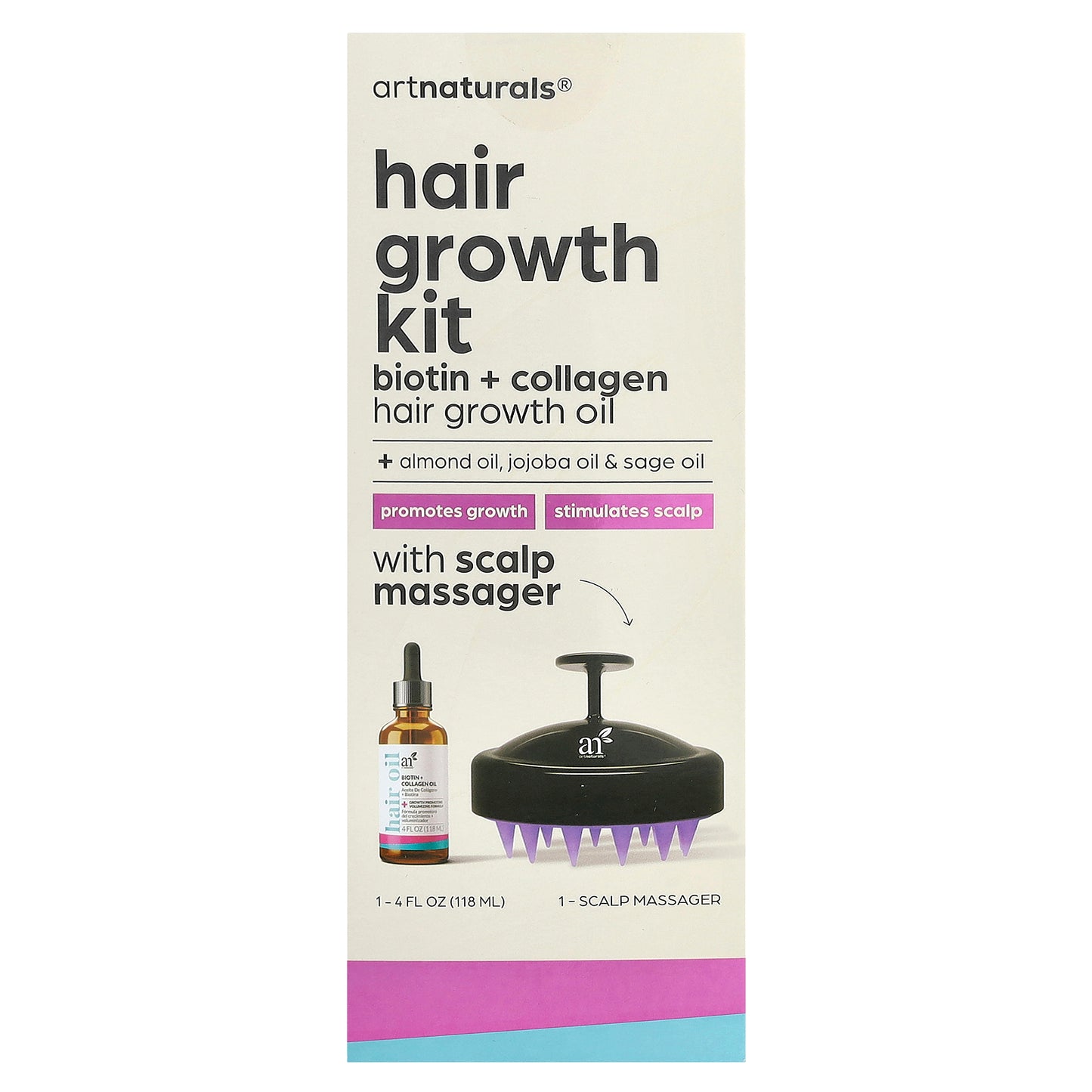 artnaturals, Hair Growth Kit, Biotin + Collagen Oil, 2 Piece Kit