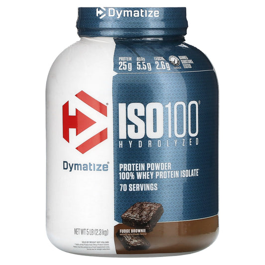 Dymatize, ISO100® Hydrolyzed, 100% Whey Protein Isolate, Fudge Brownie, 5 lb (2.3 kg)