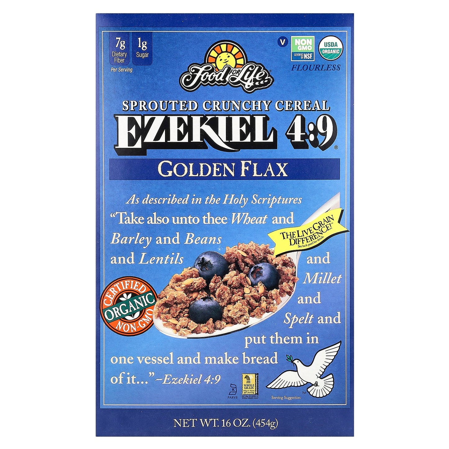 Food For Life, Ezekiel 4:9® Sprouted Crunchy Cereal, Golden Flax, 16 oz (454 g)