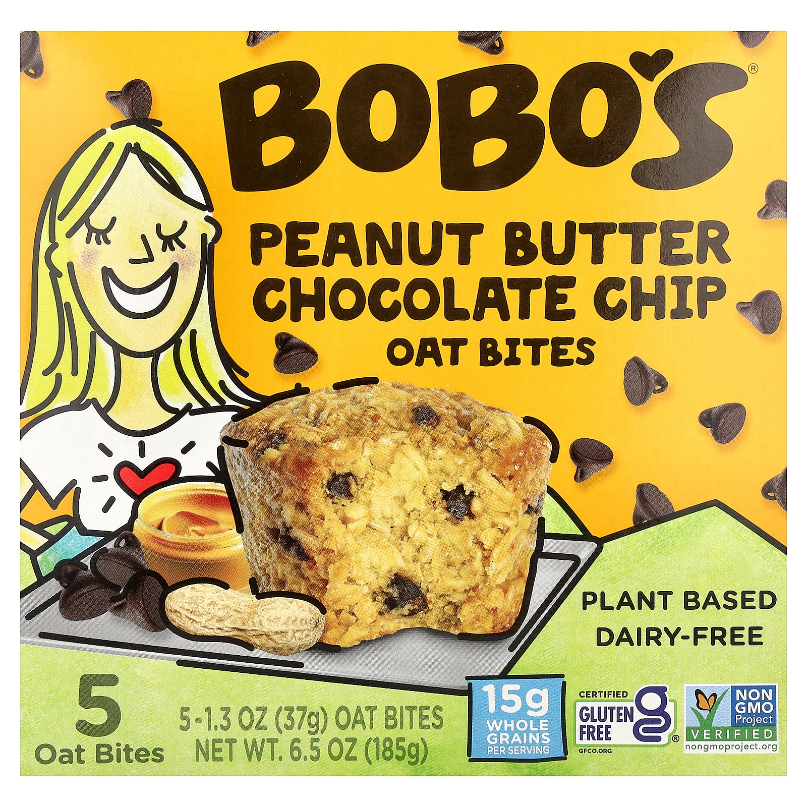 Bobo's Oat Bars, Oat Bites, Peanut Butter Chocolate Chip, 5 Bites, 1.3 oz (37 g) Each