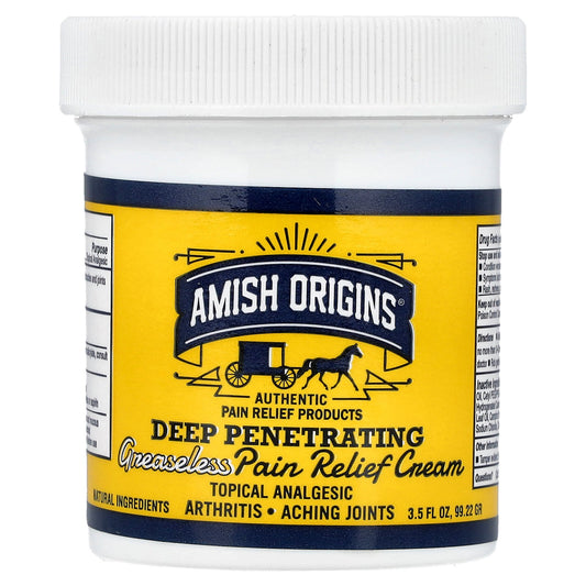 Amish Origins, Deep Penetrating Greaseless Pain Relief Cream, 3.5 fl oz (99.22 g)
