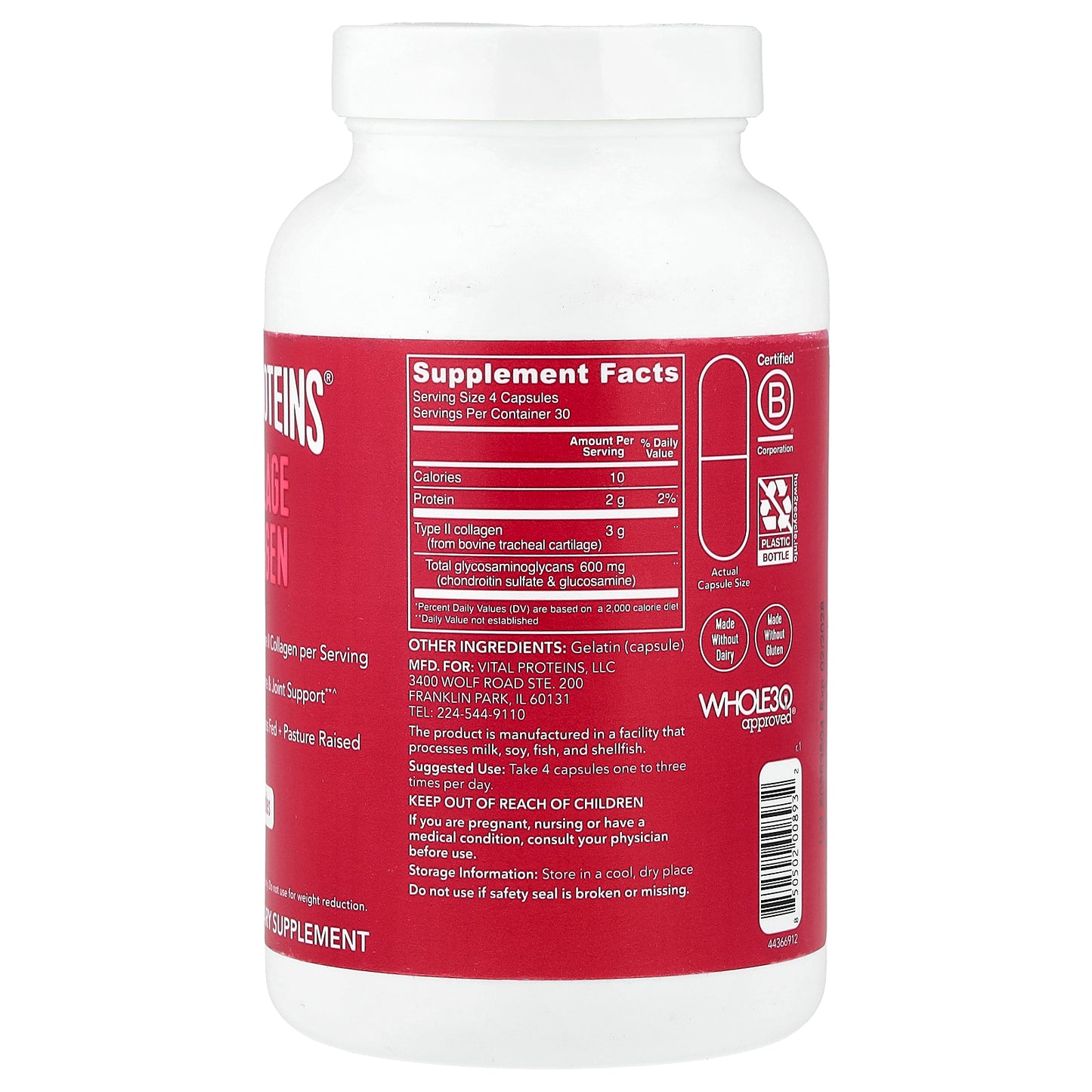 Vital Proteins, Cartilage Collagen, 120 Capsules