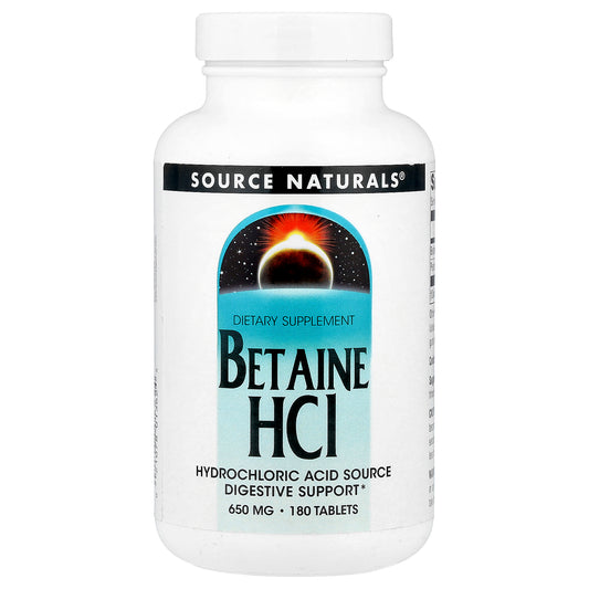 Source Naturals, Betaine HCl, 650 mg, 180 Tablets