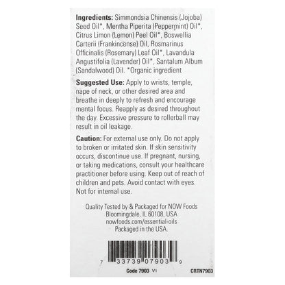 NOW Foods, Essential Oils, Mind That Energy Roll-On, 1/3 fl oz (10 ml)