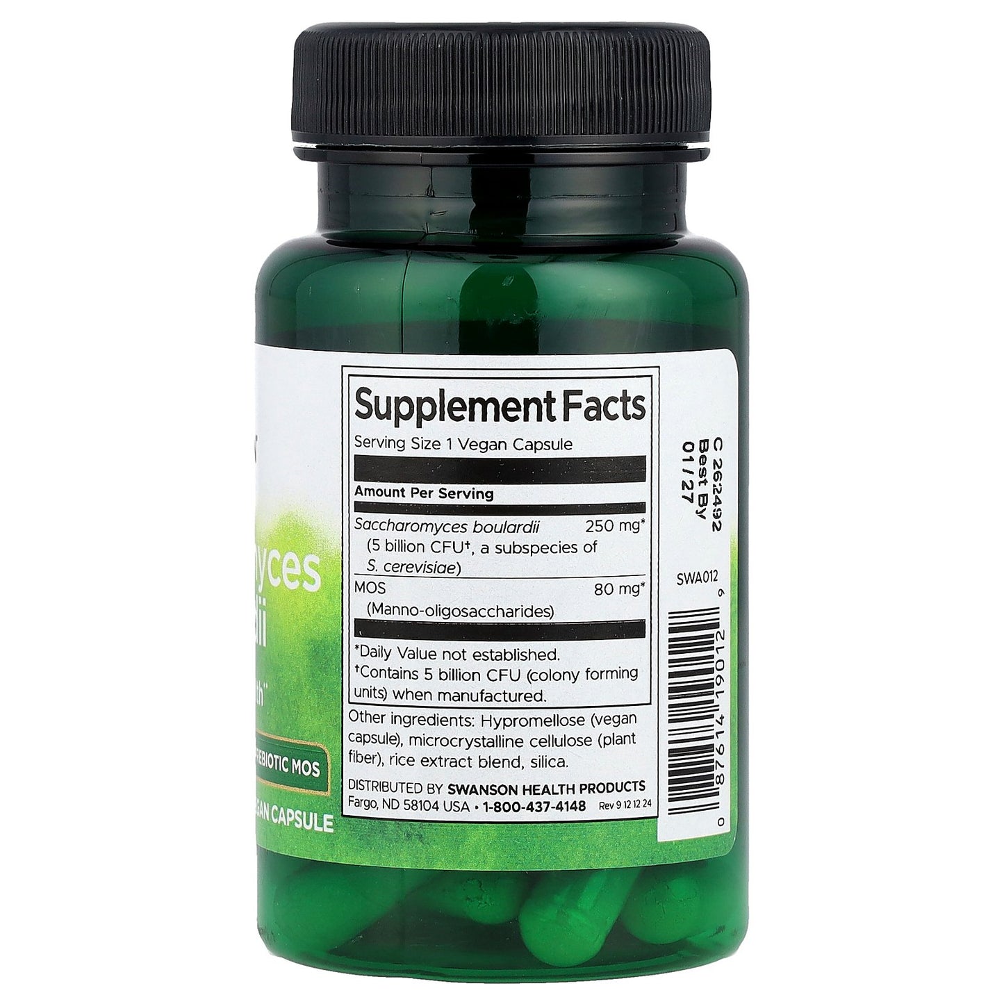 Swanson, Saccharomyces Boulardii with Prebiotic MOS, 30 Vegan Capsules