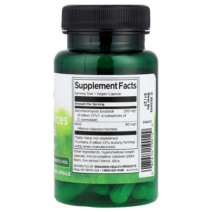 Swanson, Saccharomyces Boulardii with Prebiotic MOS, 30 Vegan Capsules