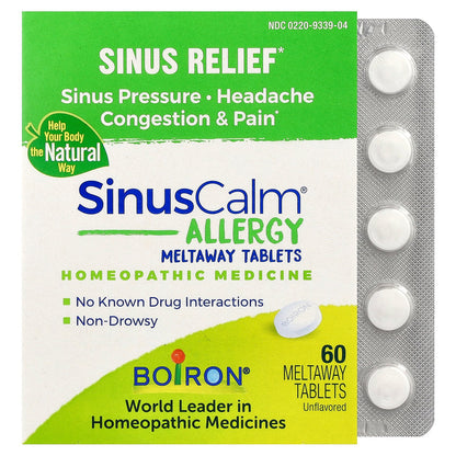 Boiron, SinusCalm® Allergy, Sinus Relief, Unflavored, 60 Meltaway Tablets