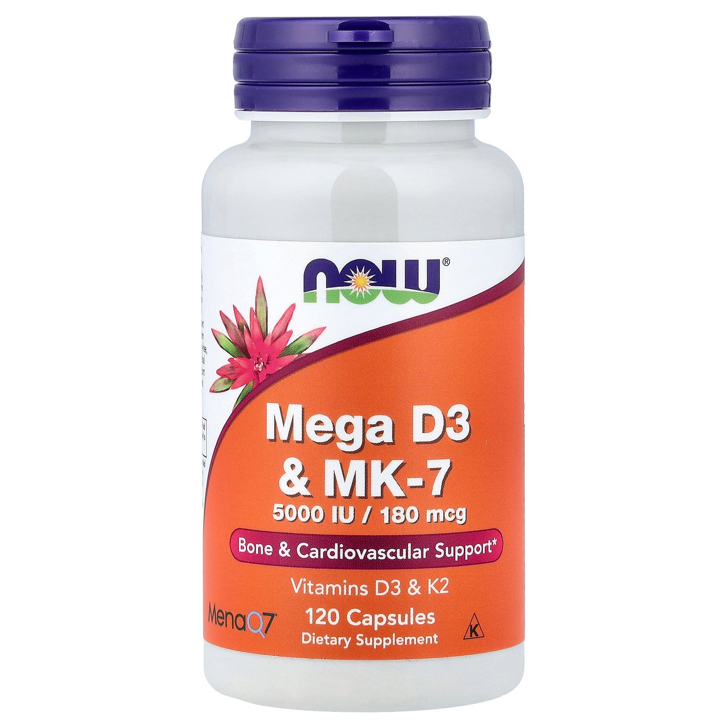 NOW Foods, Mega D3 & MK-7, 120 Capsules