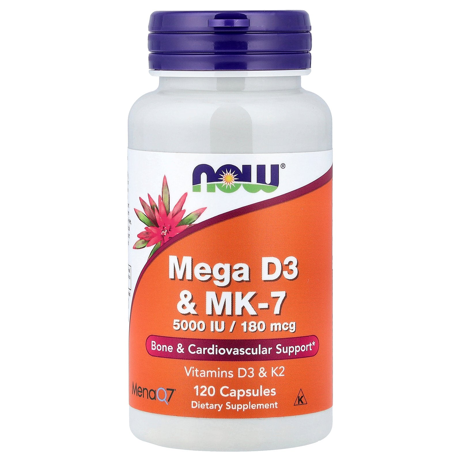 NOW Foods, Mega D3 & MK-7, 120 Capsules