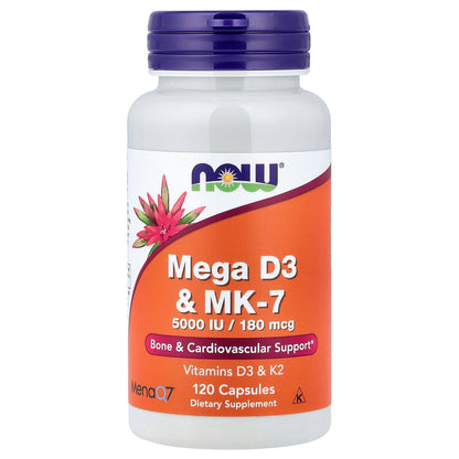 NOW Foods, Mega D3 & MK-7, 120 Capsules