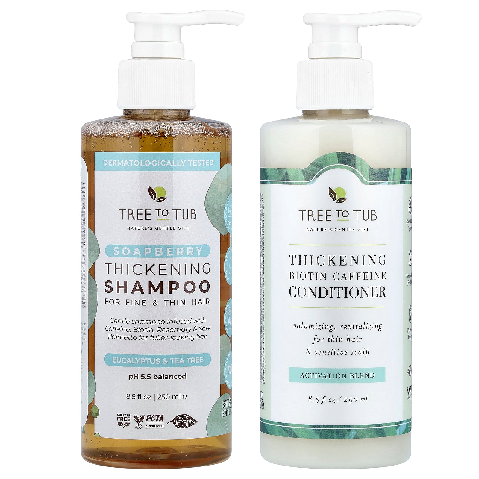 Tree To Tub, Thickening Shampoo & Conditioner Set, Soapberry, 2 Piece Set, 8.5 fl oz (250 ml) Each