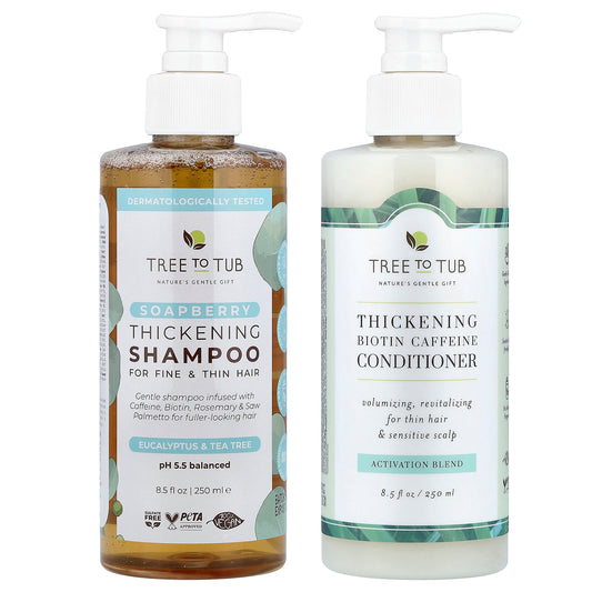 Tree To Tub, Thickening Shampoo & Conditioner Set, Soapberry, 2 Piece Set, 8.5 fl oz (250 ml) Each