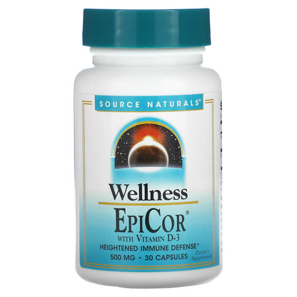 Source Naturals, Wellness, EpiCor With Vitamin D-3, 500 mg, 30 Capsules