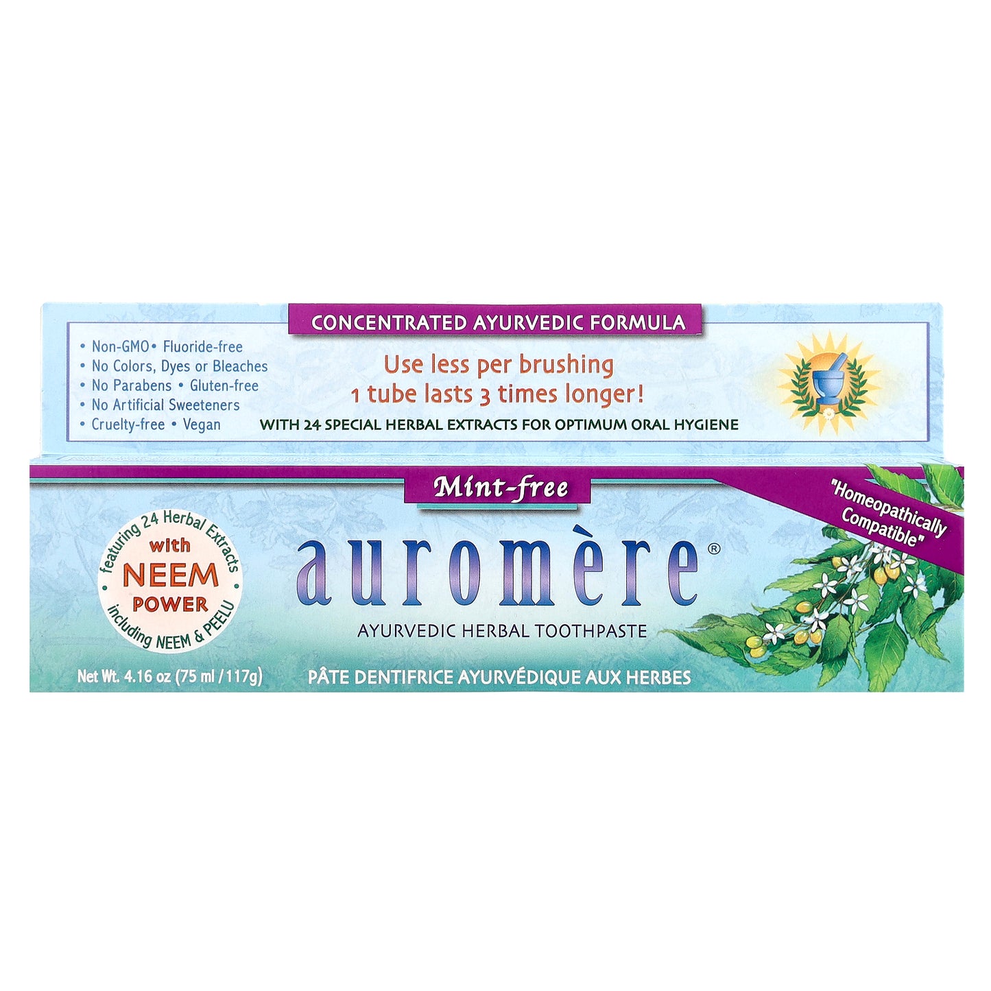 Auromere, Ayurvedic Herbal Toothpaste, Mint-Free, 4.16 oz (117 g)