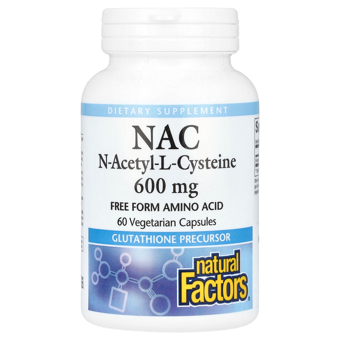 Natural Factors, NAC, N-Acetyl-L-Cysteine, 600 mg, 60 Vegetarian Capsules
