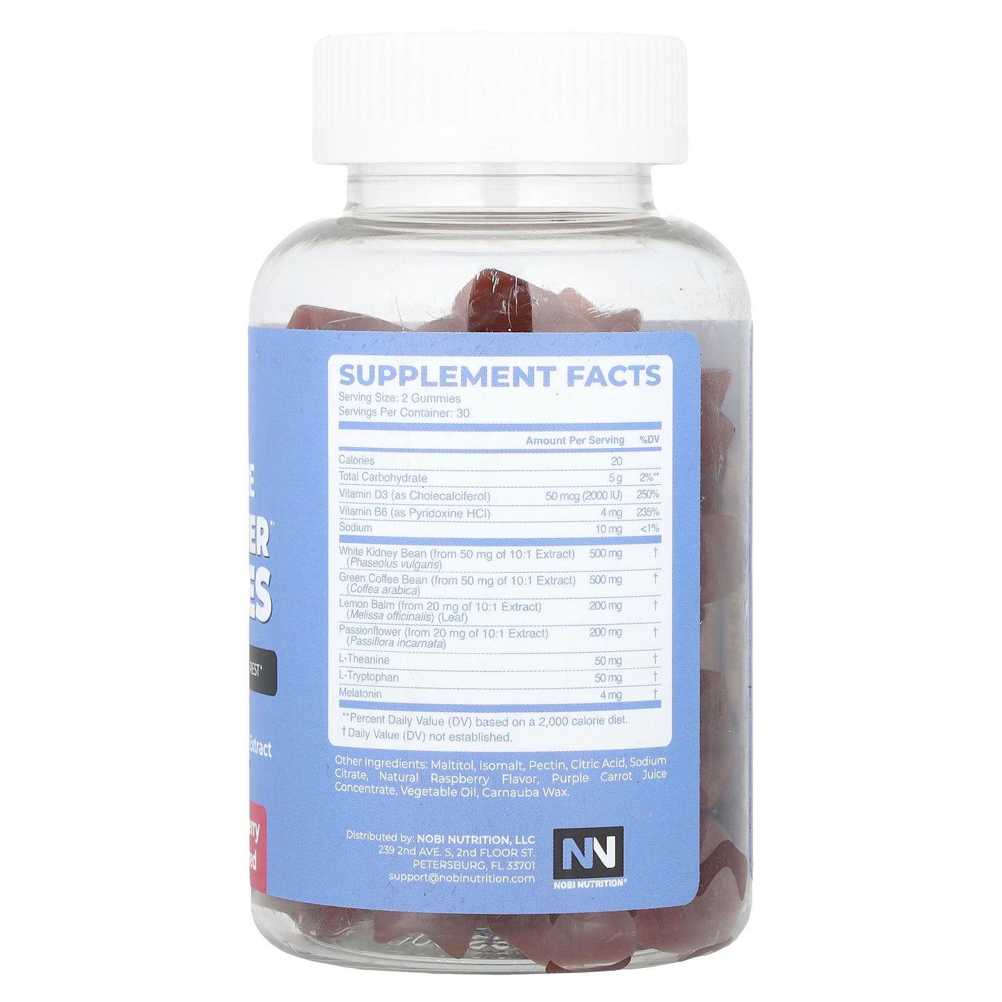 Nobi Nutrition, Night Time Fat Burner Gummies, Raspberry, 60 Pectin Based Gummies