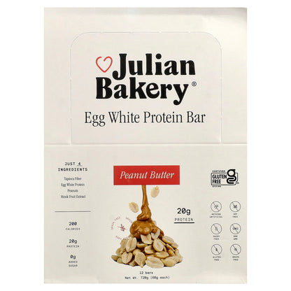 Julian Bakery, Egg White Protein Bar, Peanut Butter, 12 Bars, 2.1 oz (60 g) Each