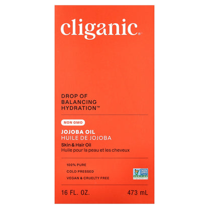 Cliganic, Drop of Balancing Hydration™, 100% Pure Jojoba Oil, 16 fl oz (473 ml)