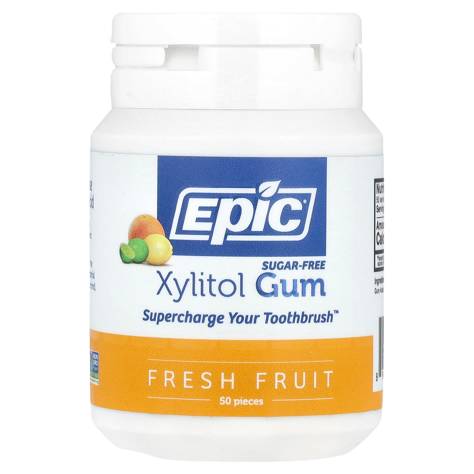 Epic Dental, Xylitol Gum, Sugar-Free, Fresh Fruit, 50 Pieces