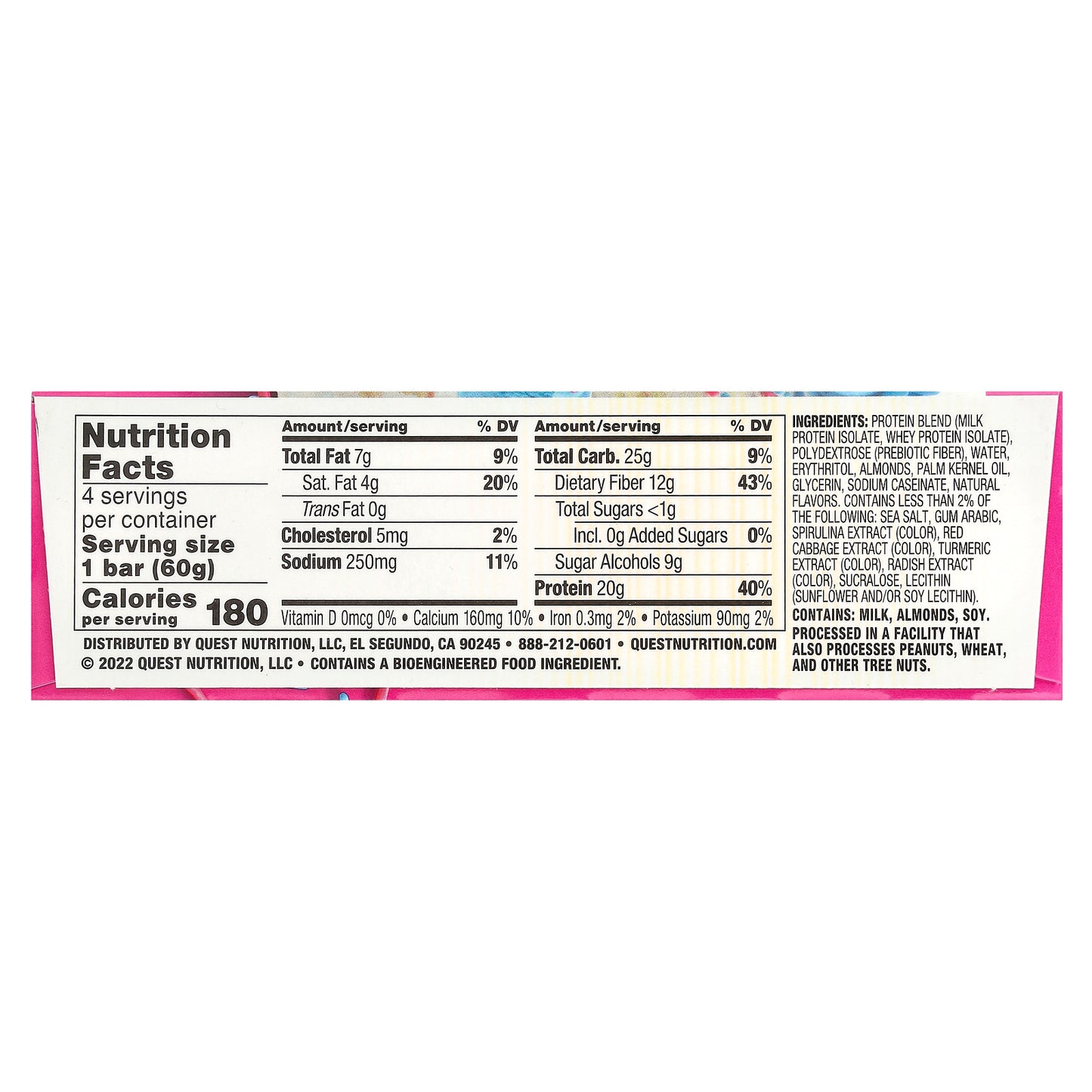 Quest Nutrition, Protein Bar, Birthday Cake, 4 Bars, 2.12 oz (60 g) Each