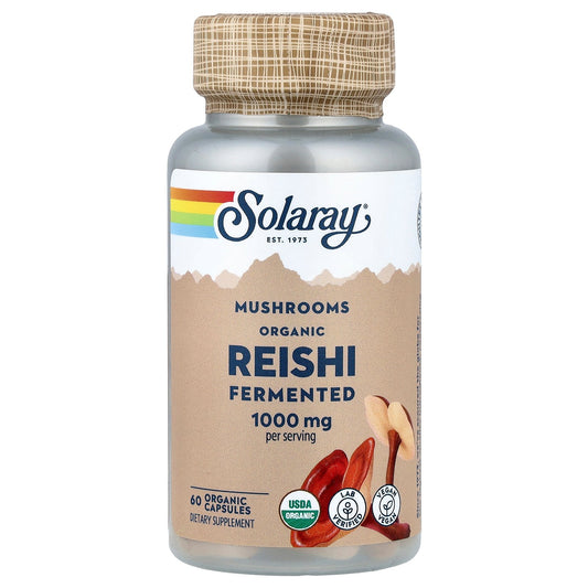 Solaray, Organic Fermented Reishi Mushrooms, 60 Organic Capsules (500 mg per Capsule)