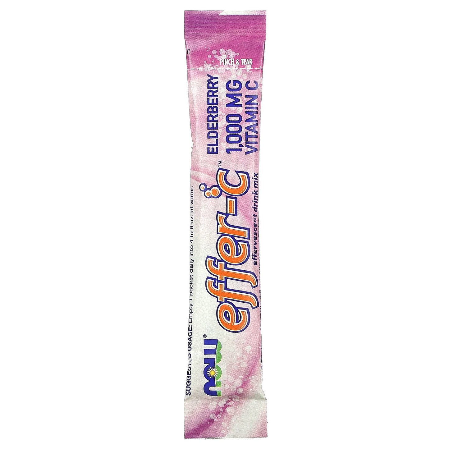 NOW Foods, Effer-C, Effervescent Drink Mix, Elderberry, 1,000 mg, 30 Packets, 5.5 g Each