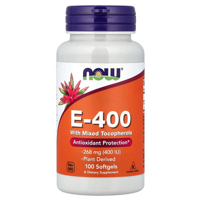 NOW Foods, E-400 with Mixed Tocopherols, 268 mg (400 IU), 100 Softgels