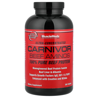 MuscleMeds, Carnivor Beef Aminos, 100% Pure Beef Protein, 300 Tablets