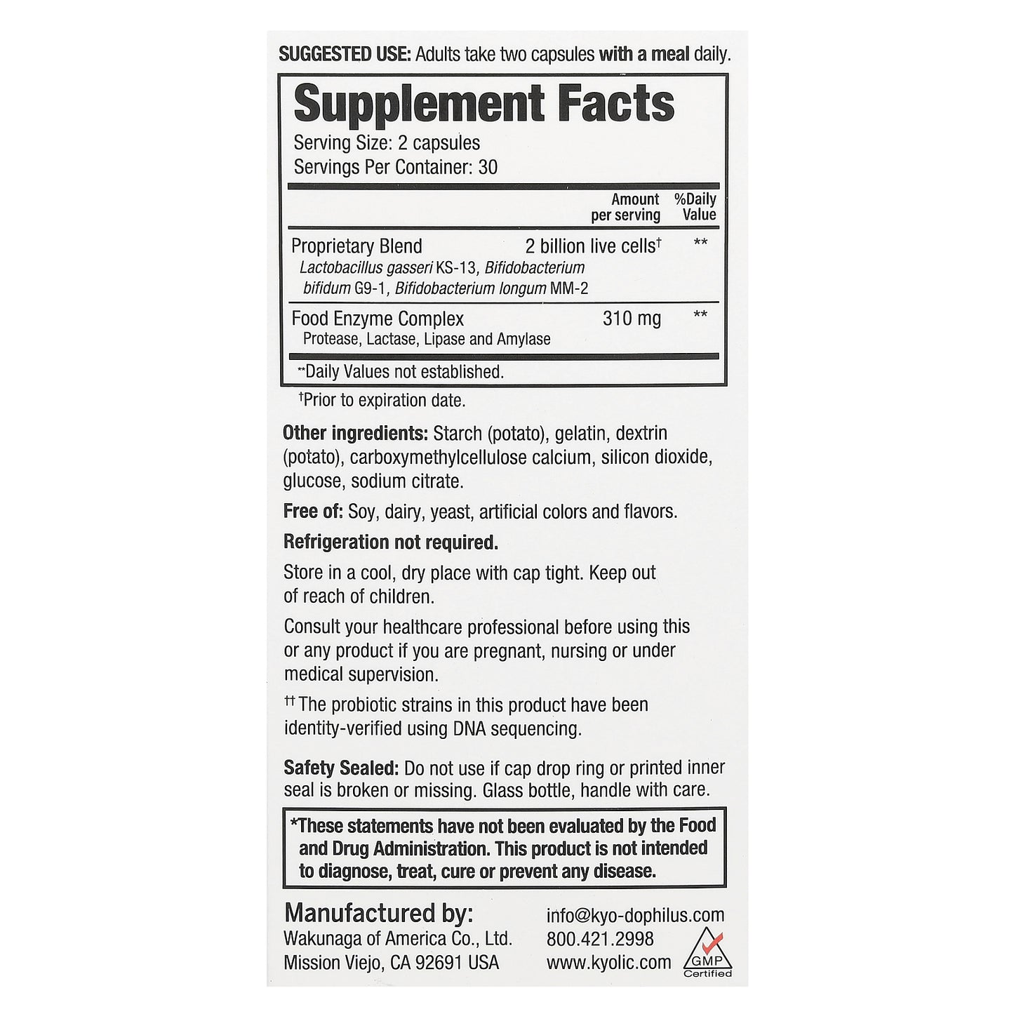 Kyolic, Kyo Dophilus, Enzyme + Probiotic, 60 Capsules