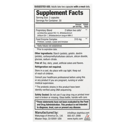 Kyolic, Kyo Dophilus, Enzyme + Probiotic, 60 Capsules