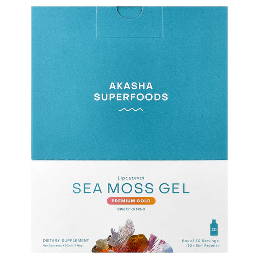 Akasha Superfoods, Liposomal Sea Moss Gel, Sweet Citrus, 30 Packets, 0.5 fl oz (15 ml) Each