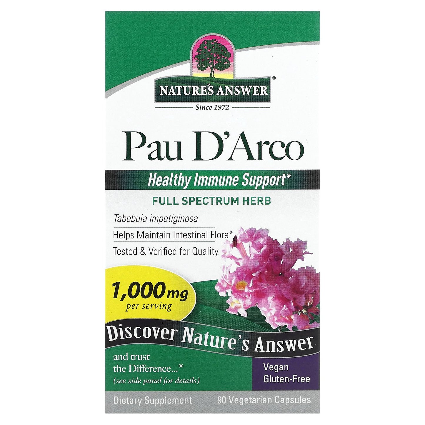 Nature's Answer, Pau D'Arco, 1,000 mg, 90 Vegetarian Capsules (500 mg per Capsule)