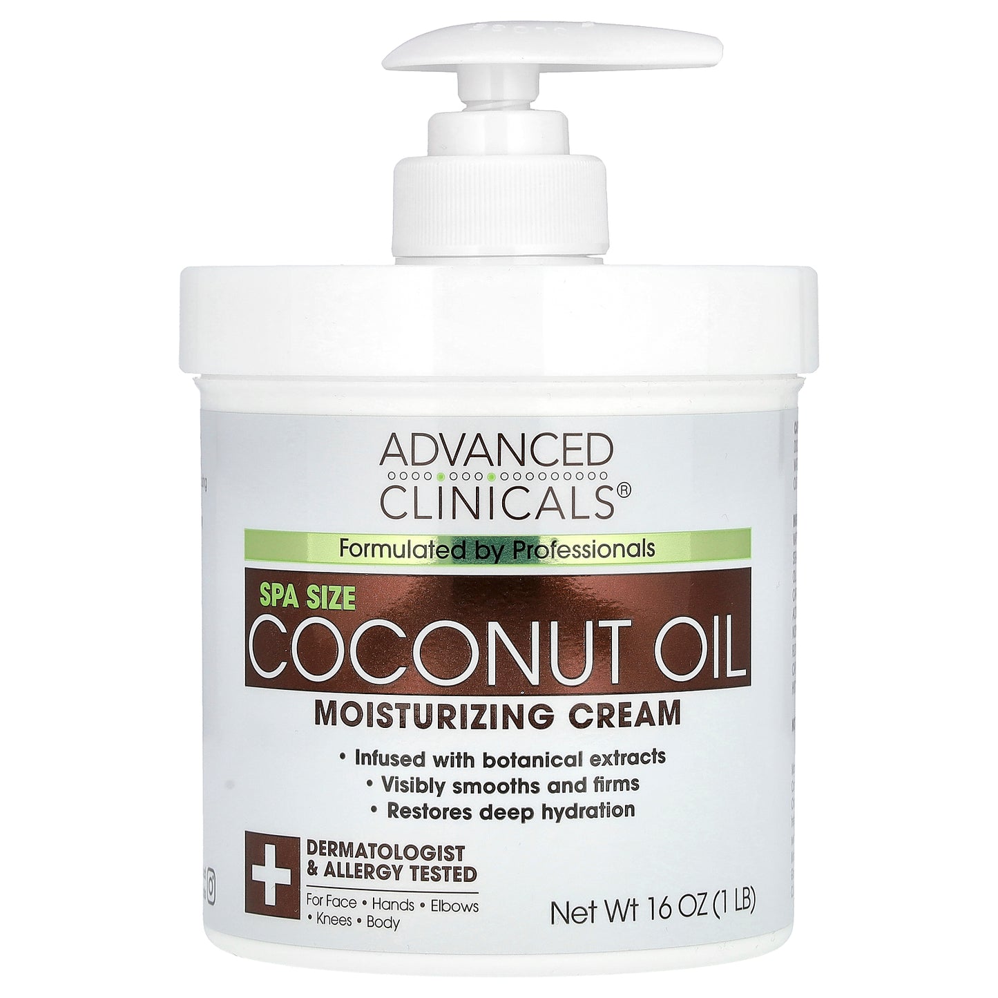 Advanced Clinicals, Coconut Oil Moisturizing Cream, 16 oz