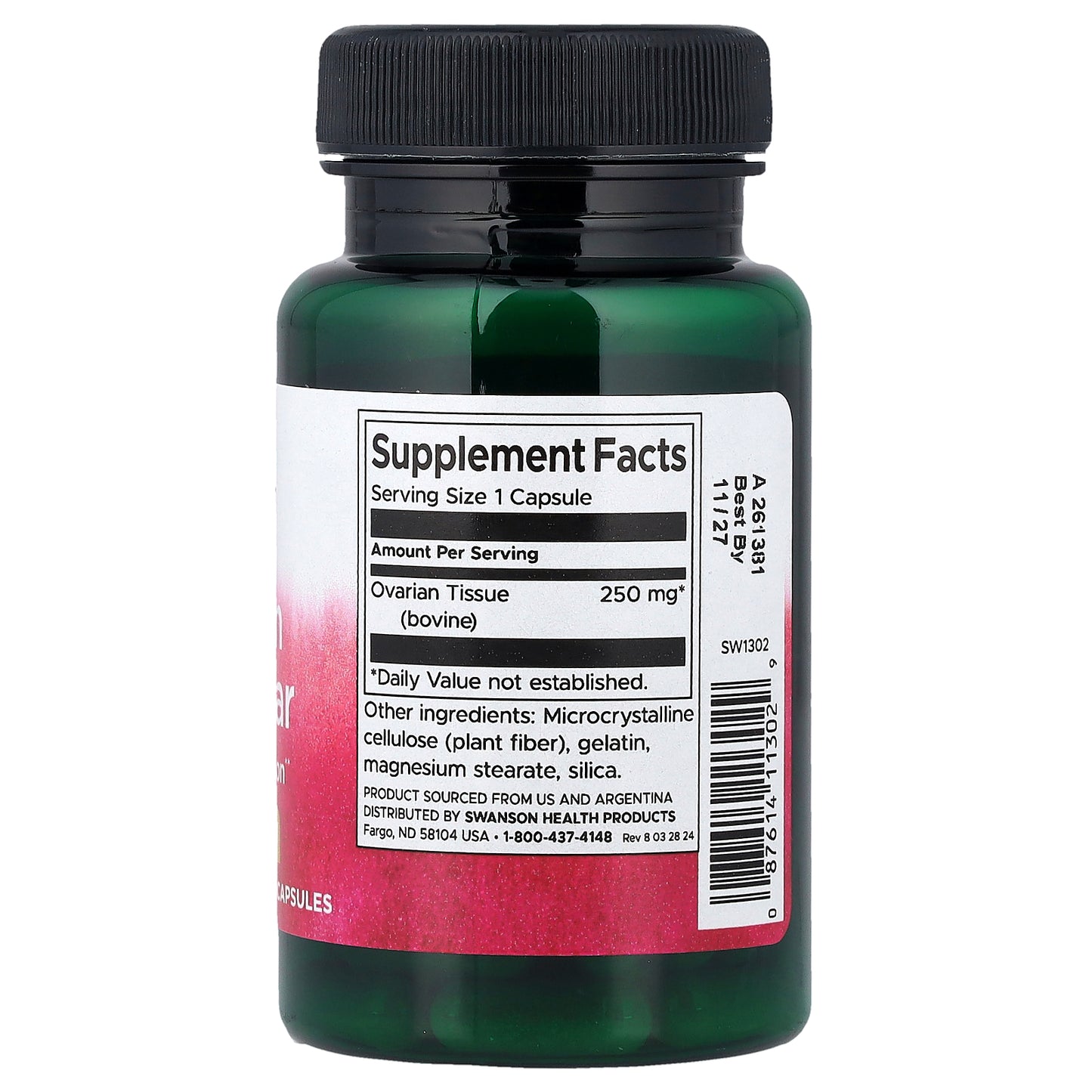 Swanson, Ovarian Glandular, 250 mg, 60 Capsules