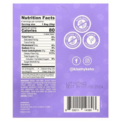 Kiss My Keto, Fish Friends Gummy Candy, Berry, 6 Bags, 1.76 oz ( 50 g) Each