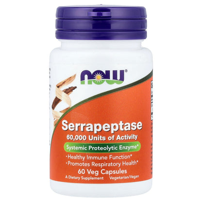 NOW Foods, Serrapeptase, 60 Veg Capsules (27 mg per Capsule)
