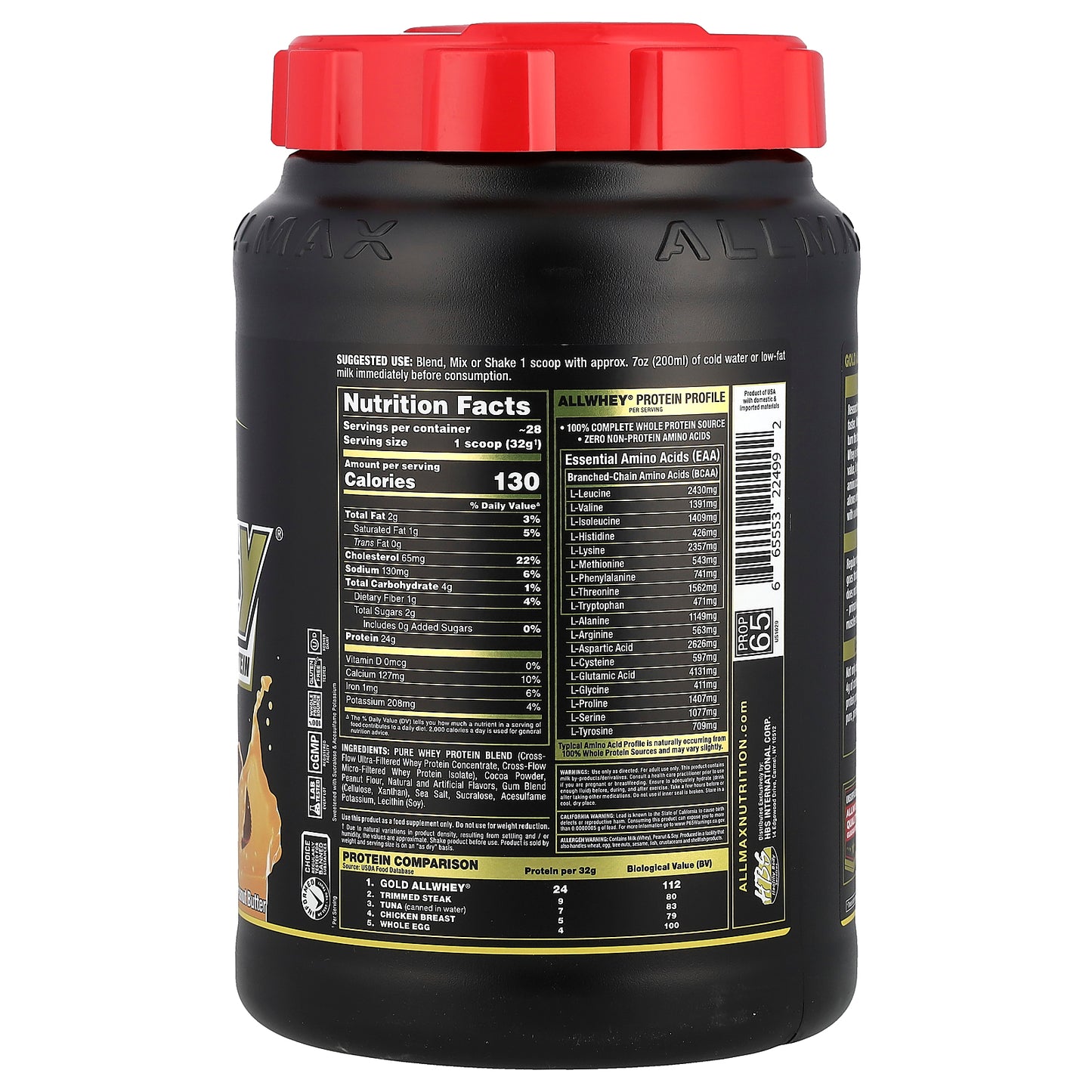 ALLMAX, GOLD ALLWHEY®, Premium Whey Protein, Chocolate Peanut Butter, 2 lbs (907 g)