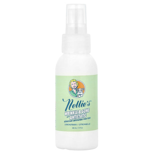 Nellie's, Wrinkle-B-Gone with Antistatic, Lemongrass, 3 fl oz (88 ml)