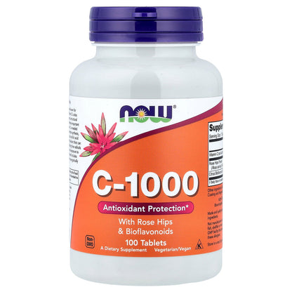 NOW Foods, C-1000, with Rose Hips & Bioflavonoids, 100 Tablets